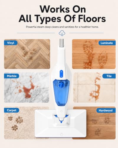 Blue SENMO 14-in-1 Steam Floor Mop & Handheld Cleaner for Home & Car Cleaning