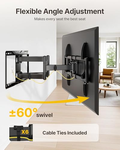 Heavy Duty Full Motion TV Wall Mount for 37-90 Inch TVs - Reinforced Dual Arms, Up to 165lbs, 25.1" Extension, VESA Compatible