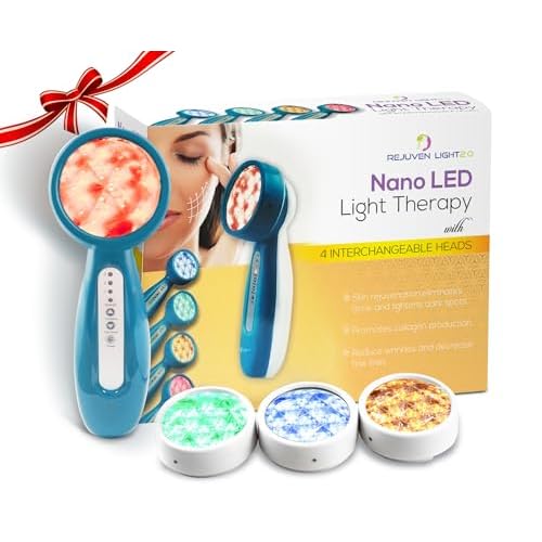 Rejuven 4-in-1 LED Light Therapy for Face Handheld LED Light Therapy Facial Massager Anti-Aging Wrinkle Reduction Device