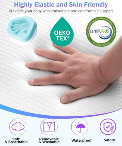 3 Inch Trifold Crib Mattress 52x27.5 inches for Baby, Portable & Waterproof