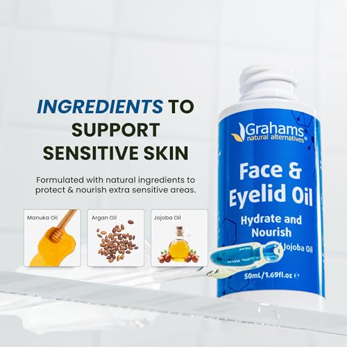 Face & Eyelid Oil for Dry Skin Eczema & Dermatitis - Natural Moisturizer with Argan & Jojoba - 1.69 Fl Oz