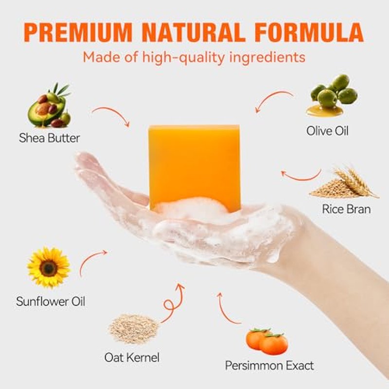 3 PCS Persimmon Soap Bar for Body Odor Control - Deodorizing & Eliminating Body Odor for Old People Smell, Natural Deodorant Persimmon Bar Soap, Organic Body Wash Soap for Women & Men