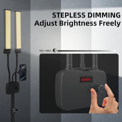 Dual Arm Tattoo & Lash Light with Tripod & Phone Holder - 45W Studio Lighting
