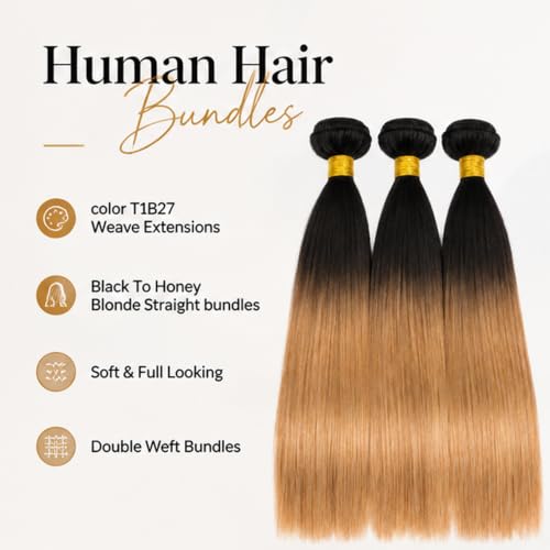 Blonde Straight Human Hair Bundles - 10, 12, 14 Inch, Double Weft, Virgin Brazilian