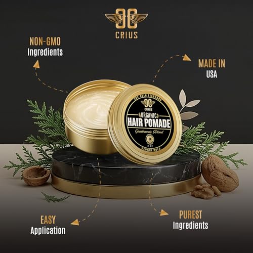 Organic Hair Pomade for Men - Strong Hold & Scalp Care, 2 Fl Oz