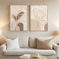Modern Neutral Abstract Wall Art Set - 16x24 Inch Framed Canvas, 2 Pieces - Variation of THIS listing