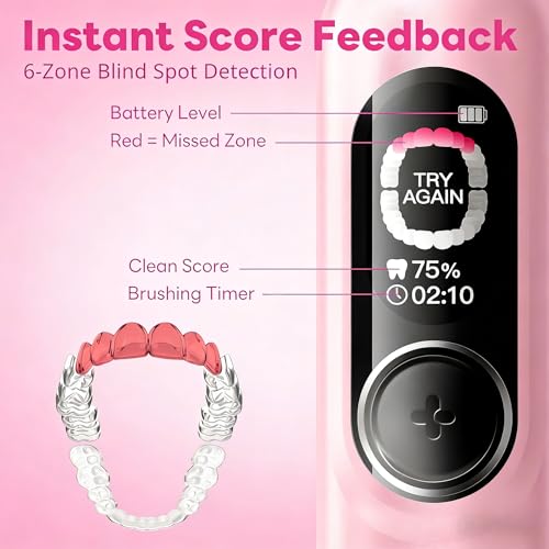 SAKYPRORAL Kids Electric Toothbrush Pink with Brushing Score & Timer - Ages 6-15, Soft Bristles, Rechargeable, Travel Case (1 Pack)