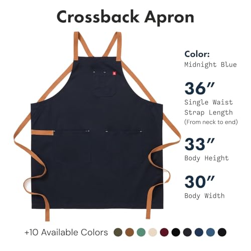 Hedley & Bennett Midnight Blue Crossback Chef Apron with Pockets & Towel Loop