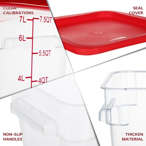 8 Qt Square Food Storage Containers with Lids - NSF Certified, Clear, Pack of 4 - Variation of 8.0 Quarts / Square
