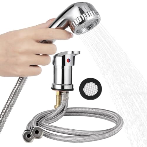 Homaisson Beauty Salon Shampoo Sink Bowl Faucet and Sprayer Kit, Leak-Proof Shampoo Bed Faucet with Metal Hose, Hot and Cold Mixer Tap Sprayer Set for Hair Beauty Salon
