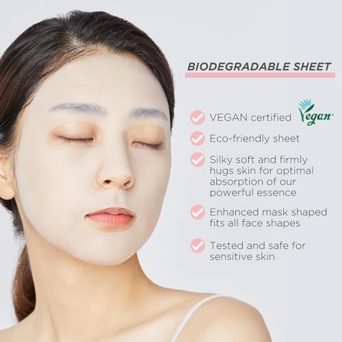 Korean Collagen Sheet Mask Pack of 10 - Firming & Hydrating Face Masks for All Skin Types
