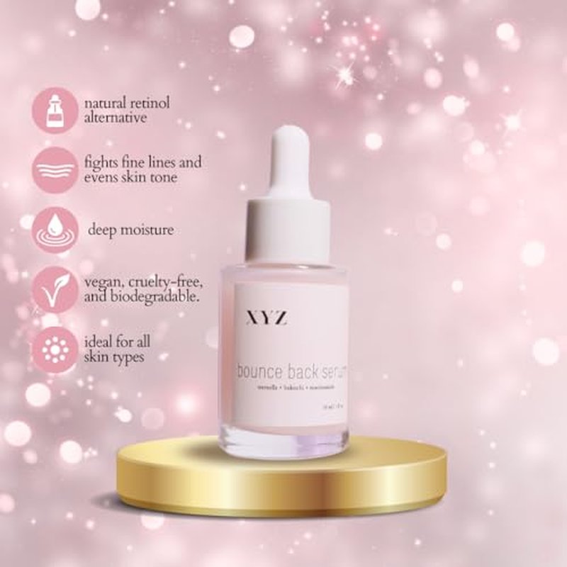 Bounce Back Face Serum with Retinol-Alternative Bakuchiol - Soothe, Hydrate, and Brighten Skin with Bakuchiol, Tremella Mushroom, and Niacinamide - 1fl oz (30mL)