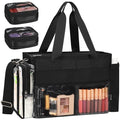 TANTO Travel Makeup Bag, Professional Makeup Artist Bag Tote Bags with 2*bag Extra Large Hair Stylist Travelling Duffle Bag Cosmetic Organizer with Dividers, Gifts for Makeup Beauty Lover (Black