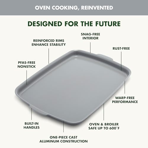GreenPan Premiere 18x13 Inch Ceramic Nonstick Half Sheet Pan - Gray, Oven & Broiler Safe