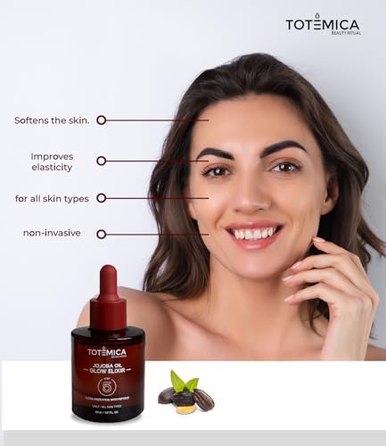 Organic Jojoba Face & Body Oil with Peptides - 1 Fl Oz Glow Elixir