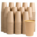 BYSNOW 12oz Disposable Kraft Paper Cups 1000 Pack - Eco-Friendly Hot Water & Coffee Cups