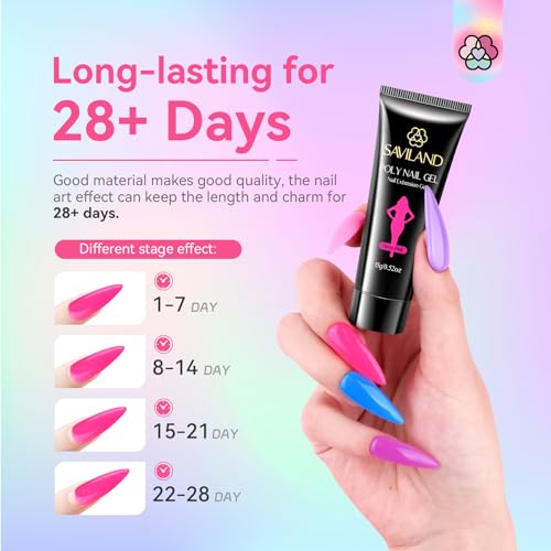 Poly Gel Nail Kit - 20 Color All-in-1 Poly Nail Gel Set for Nail Extensions & Repairs - SAVILAND