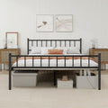 Black Full Size Metal Platform Bed Frame with Headboard & Storage