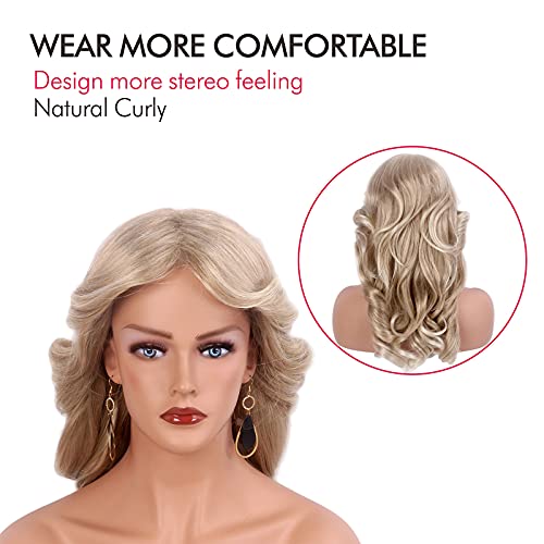 Farrah Fawcett Blonde Synthetic Wig for Women - Vintage 70s Disco Hair