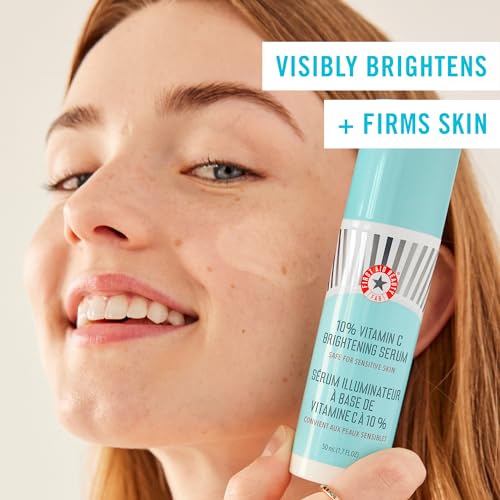 First Aid Beauty - 10% Vitamin C Brightening Serum, Daily Dark Spot Serum with Squalane & Vitamin E, Helps Brighten Without Irritation or Clogged Pores, Safe for Sensitive Skin, 1.7 oz