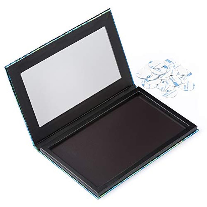 Allwon Magnetic Palette Mermaid Empty Makeup Palette with Mirror and 30Pcs Adhesive Empty Palette Metal Stickers for Eyeshadow Lipstick Blush Powder (Green)