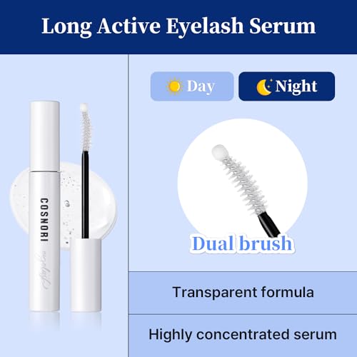 Eyelash Serum for Longer Thicker Lashes & Brows - Vegan, Peptides & Hyaluronic Acid, 0.3 fl oz