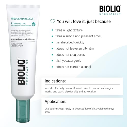 Bioliq - Specialist Acne Marks Removal Night Cream - with Salicylic Acid, Mandelic Acid, and Tamanu Oil, Reduces Scars and Discoloration - 30 ml