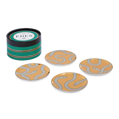 Gold Porcelain Coasters Set - 4-Inch Elegant Drink Protectors
