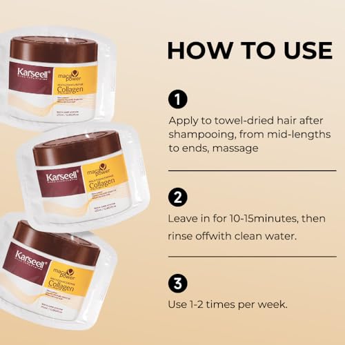 Karseell Collagen Hair Mask Pack of 24 - 25ml Deep Repair & Hydration, Travel Size