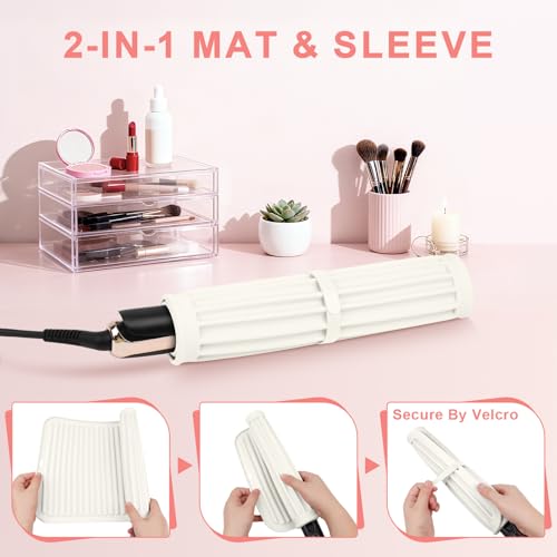 AMIJEAL Oversize Silicone Heat Resistant Mat for Hair Tools, Curling Iron Flat Iron Hair Straightener Holder Mat, Portable Hot Tools Sleeve Pad for Travel Vanity Salon(14.2" x 11.0")