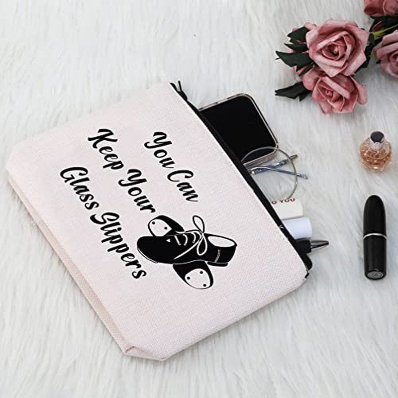G2TUP Tap Dance Gift Cosmetic Bag Zipper Travel Pouch (Keep Your Glass Slippers White Bag)