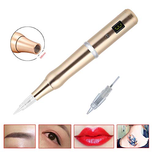 Wireless Permanent Makeup Pen Kit with 10 Needles - Golden Variation
