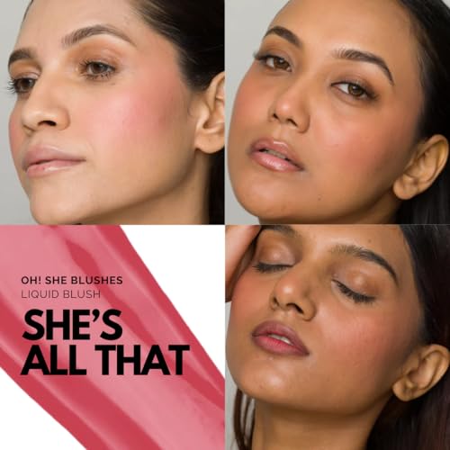 IRIS Oh! She Blushes Liquid Blush, Buildable and Long-Lasting, Serum-Like Formula with Hyaluronic Acid, Niacinamide and Squalane (Nude Pink, NA) (She¡¯s All That)