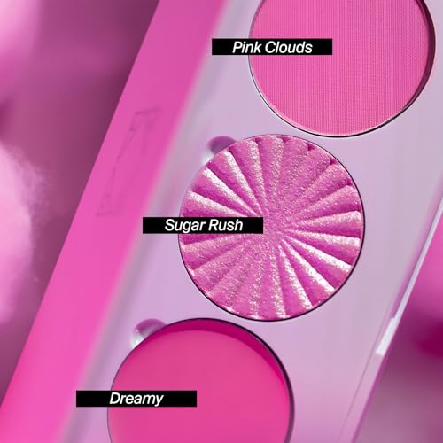 OFRA Midi Palette Cotton Candy Skies - Face Makeup Palette - 3 Pigmented Pink Blushes - Matte, Satin and Cream - Cruelty-Free Blush Palette, Highlighter Palette and Colorful Eyeshadow Palette