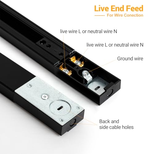 20FT H Track Lighting Rails Kit - Black, Includes Connectors & End Caps