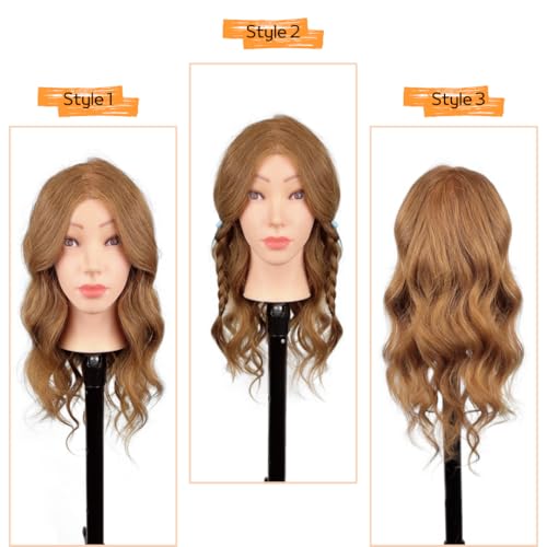 Mannequin Head with Human Hair - Light Brown - Practice & Styling