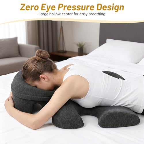 Memory Foam Face Down Pillow Set with Chest Cushion for Massage & Spa - Dark Gray