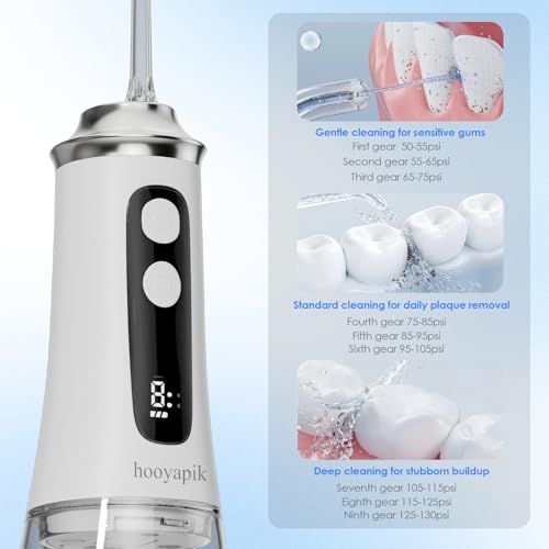 Water Flosser 300ml with 9+9 Modes & 4 Tips - White (D0051) - Cordless & Waterproof