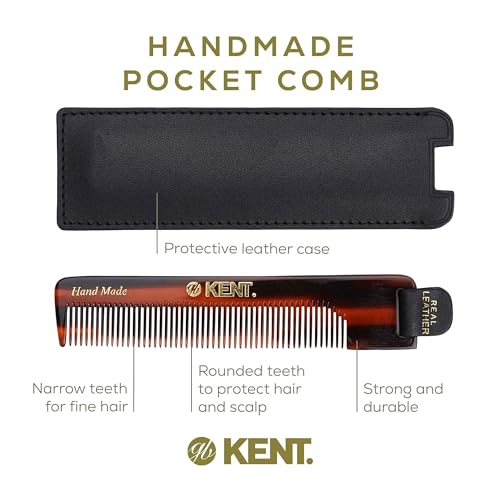 2 Pack Kent Handmade Pocket Comb for Men - Fine Tooth Hair & Beard Styling