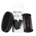 Bevel Beard Brush and Comb Set for Men ? Natural Boar Bristle Brush & Pearwood Comb with Travel Pouch ? Beard Grooming Kit for Shaping, Soften & Detangling Mustaches