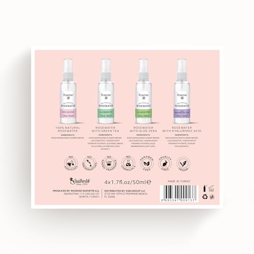 Rosense Rose Water Discovery Set- Rose Water Selection 1.7oz | 4 Pack