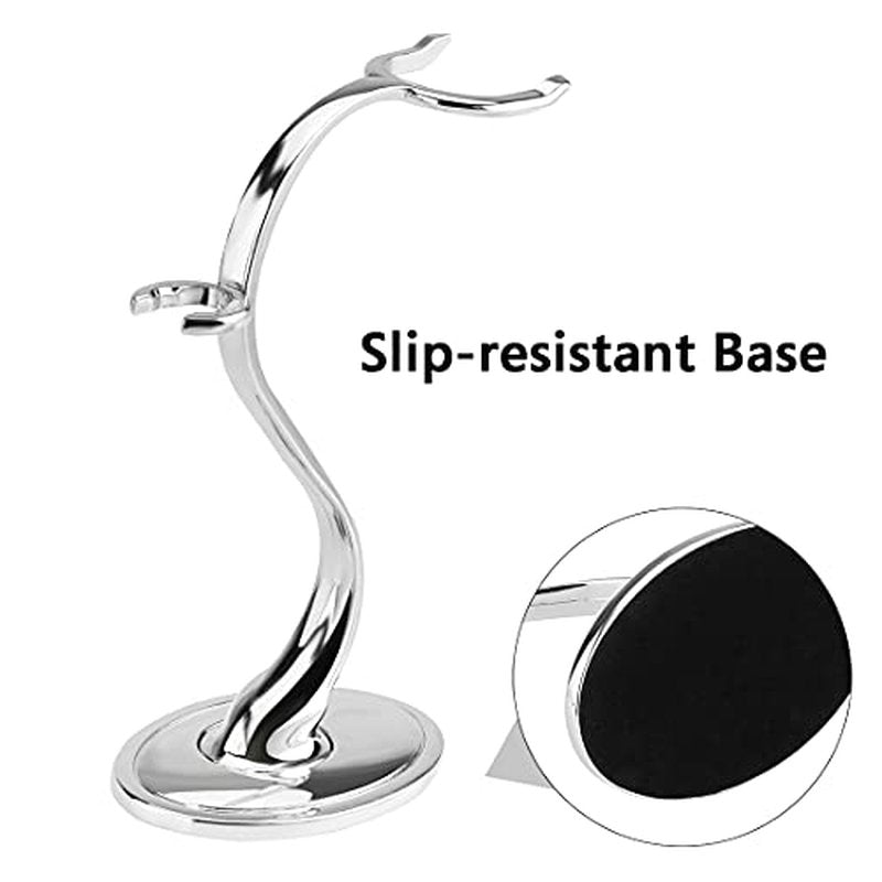 Linkidea Razor Holder Stand, Zinc Alloy Shaving Brush Organizer with Non-Slip Base, Safety Shaver Kit for Shower, Bathroom Compatible with Vikings Blade the Chieftain (Chrome)