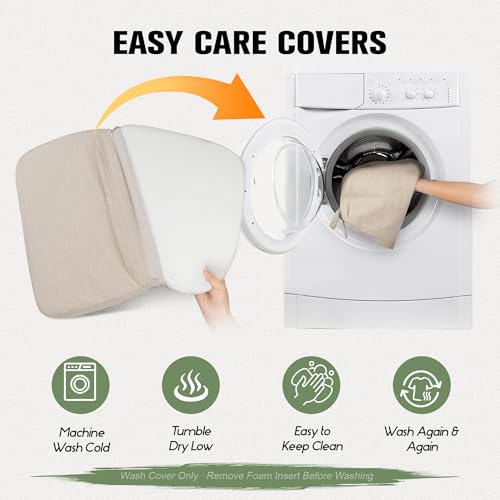 Kingphenix Beige Chair Cushions Set of 6 - 2.5 Inch Thick Dining Seat Pads