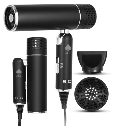 Foldable Travel Hair Dryer with 1600W Power, Detachable Nozzles & Compact Design