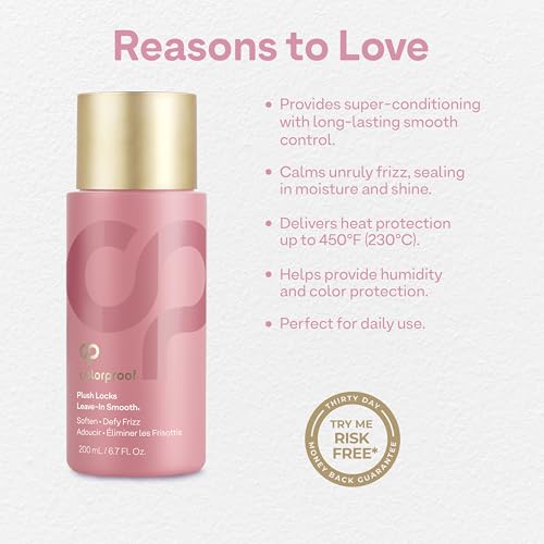 Plush Locks Leave-in Smooth, Anti- Frizz Smoothing Lotion, Protects & Reduces Blow Dry Time, Controls Frizz & Adds Shine, Sulfate-Free, Vegan, 6.7fl oz