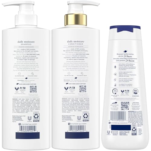 Dove Moisture Shampoo & Conditioner Set with Body Wash for Dry Hair & Skin