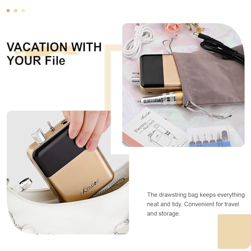 Kredioo Gold Portable Nail Drill 35000 RPM Rechargeable Electric Manicure Kit