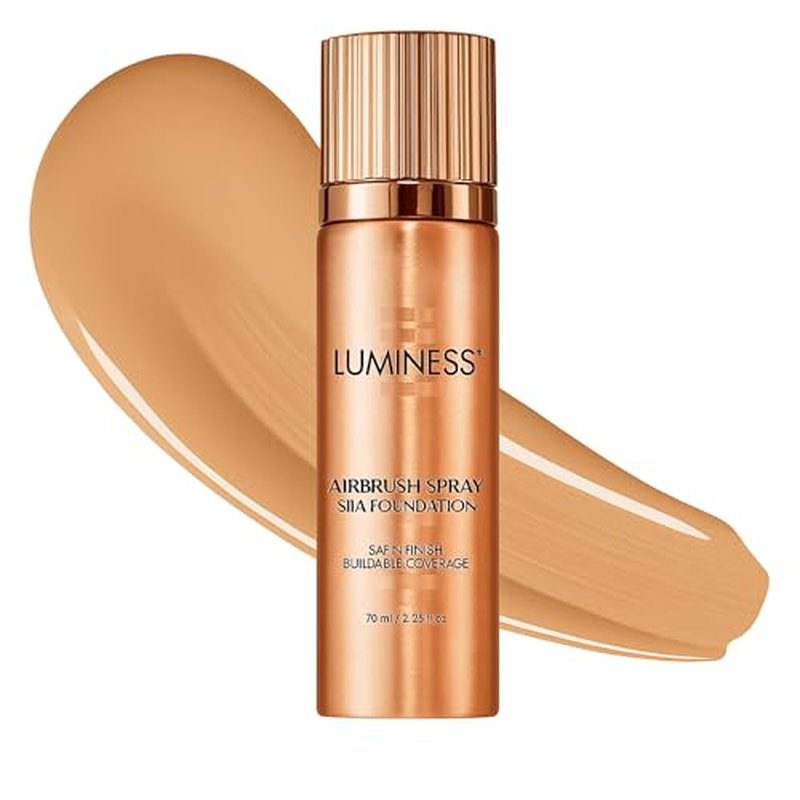LUMINESS Silk Airbrush Spray Foundation - Full Coverage Foundation - Formula Hydrates & Moisturizes with Hyaluronic Acid, Aloe Vera & Hydrolyzed Silk (Shade - Light Medium)