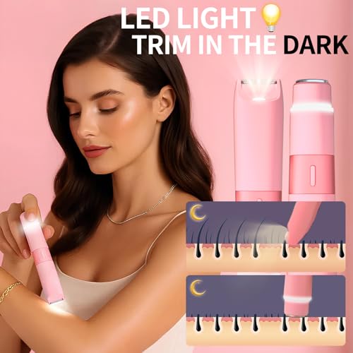Bikini Trimmer for Women - Electric Razors for Women 2 in 1 Painless IPX7 Waterproof Rechargeable LED Dual Head Electric Shaver for Lady Bikini Underarm, Body, Leg, Face Hair Remove
