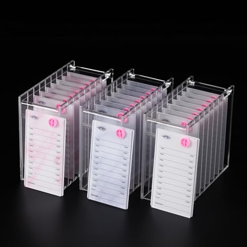8 Layers Acrylic Eyelash Storage Organizer, Grafting False Eyelashes Display with 8 Pallets, Dustproof Cosmetic Beauty Extension Supplies (Marble White)